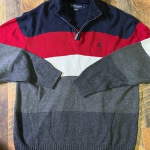 U.S. POLO ASSN. size xl pullover sweater quarter zip red blue cream